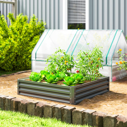 432L Square Raised Garden Bed Box 120x120x30cm Galvanised Steel for Vegetables, Flowers, Herbs - Light Grey