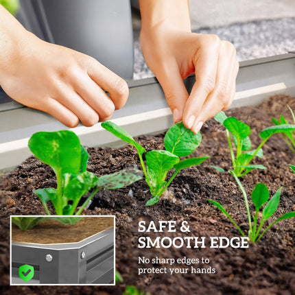 432L Square Raised Garden Bed Box 120x120x30cm Galvanised Steel for Vegetables, Flowers, Herbs - Light Grey
