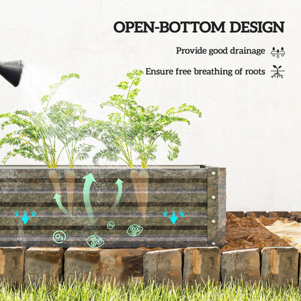 432L Square Raised Garden Bed Box 120x120x30cm Galvanised Steel for Vegetables, Flowers, Herbs - Light Grey