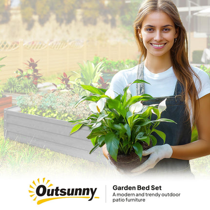 432L Square Raised Garden Bed Box 120x120x30cm Galvanised Steel for Vegetables, Flowers, Herbs - Light Grey