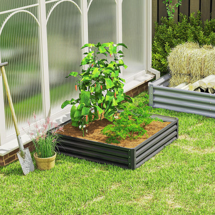 432L Square Raised Garden Bed Box 120x120x30cm Galvanised Steel for Vegetables, Flowers, Herbs - Light Grey