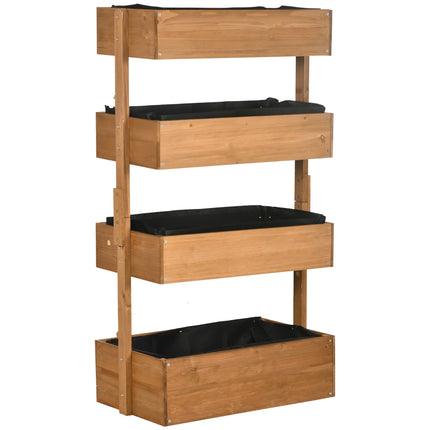 4 Tier Fir Wood Raised Garden Bed Planter Vertical Plant Stand - Orange