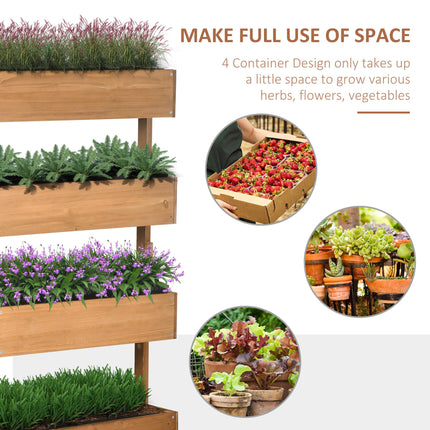 4 Tier Fir Wood Raised Garden Bed Planter Vertical Plant Stand - Orange