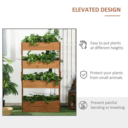 4 Tier Fir Wood Raised Garden Bed Planter Vertical Plant Stand - Orange