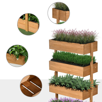 4 Tier Fir Wood Raised Garden Bed Planter Vertical Plant Stand - Orange