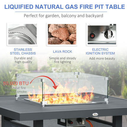 6 Piece Aluminium Garden Furniture Set with Fire Pit Table - Grey