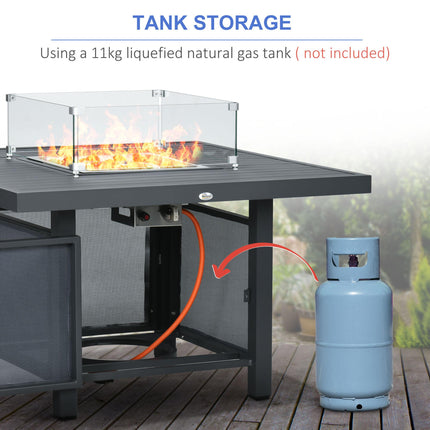 6 Piece Aluminium Garden Furniture Set with Fire Pit Table - Grey
