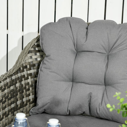 4 Piece Outdoor PE Rattan Garden Furniture Set with Cushions - Brown