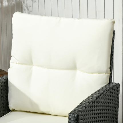 6 Piece Rattan Garden Furniture Set with Cushions and Glass Table - Black