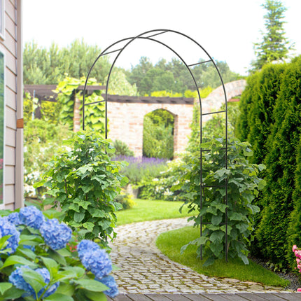 Outdoor Metal Garden Arch for Climbing Plants and Weddings 140x40x240 cm - Black