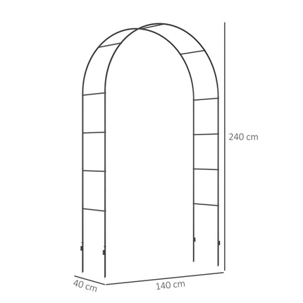 Outdoor Metal Garden Arch for Climbing Plants and Weddings 140x40x240 cm - Black
