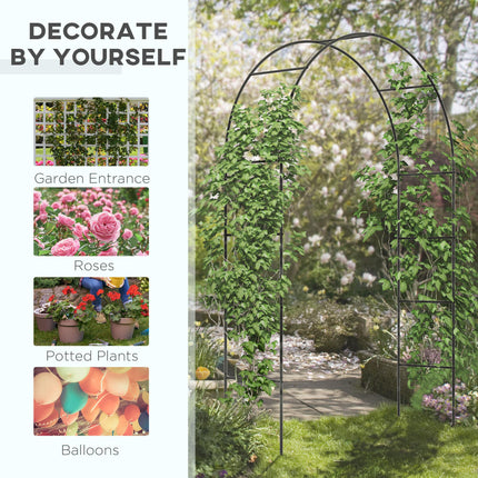 Outdoor Metal Garden Arch for Climbing Plants and Weddings 140x40x240 cm - Black