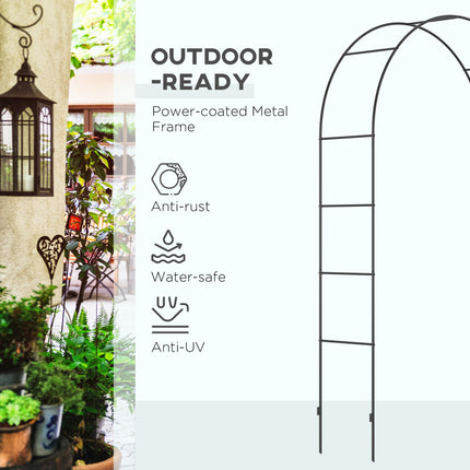 Outdoor Metal Garden Arch for Climbing Plants and Weddings 140x40x240 cm - Black