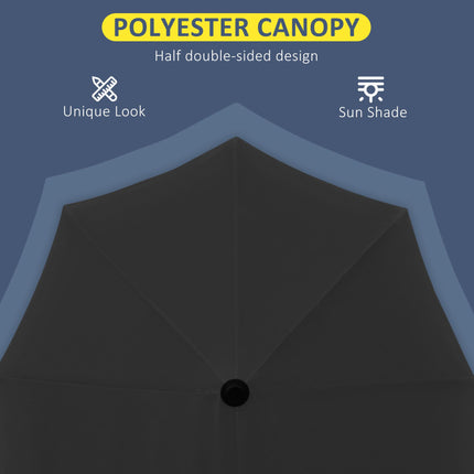 2 Metre Half Parasol With Crank Handle And Double-Sided Canopy - Black