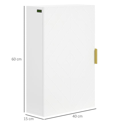 Modern Bathroom Wall Cabinet with Adjustable Shelves and Embossed Doors - White