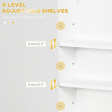 Modern Bathroom Wall Cabinet with Adjustable Shelves and Embossed Doors - White