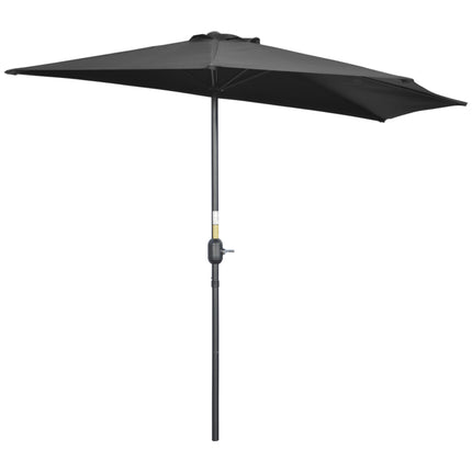 2.7m Half Garden Parasol with Steel Ribs UV Resistant - Black