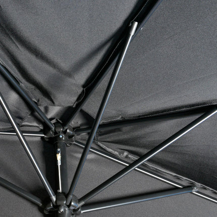 3 Metre Half Round Patio Parasol with Crank Handle - Black