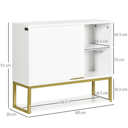 Modern Bathroom Wall Cabinet with Adjustable Shelves and Embossed Doors - White