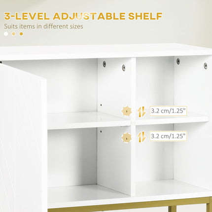 Modern Bathroom Wall Cabinet with Adjustable Shelves and Embossed Doors - White