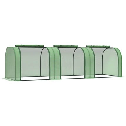 PE Tunnel Greenhouse with Steel Frame and Zipper Doors 295x100x80 cm - Green
