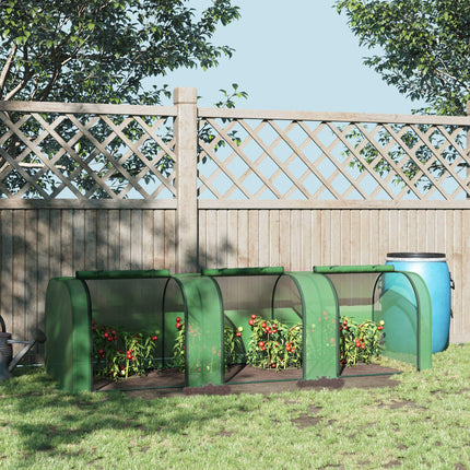 PE Tunnel Greenhouse with Steel Frame and Zipper Doors 295x100x80 cm - Green