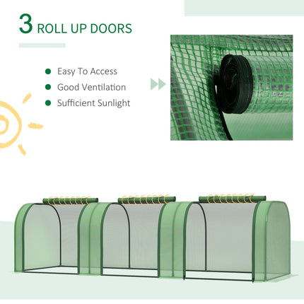 PE Tunnel Greenhouse with Steel Frame and Zipper Doors 295x100x80 cm - Green