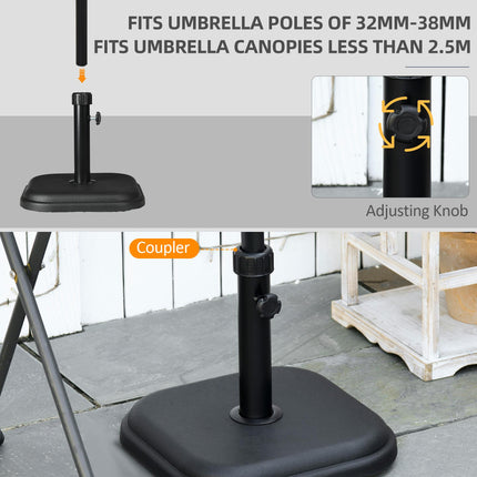 11kg Concrete Garden Parasol Base for 32mm-38mm Poles - Black