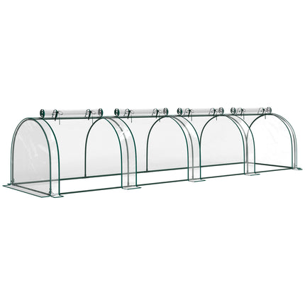 1 Piece PVC Tunnel Greenhouse with Steel Frame and Zipper Doors - Clear