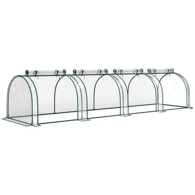 1 Piece PVC Tunnel Greenhouse with Steel Frame and Zipper Doors - Clear