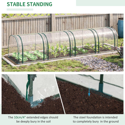 1 Piece PVC Tunnel Greenhouse with Steel Frame and Zipper Doors - Clear