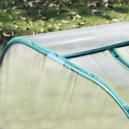 1 Piece PVC Tunnel Greenhouse with Steel Frame and Zipper Doors - Clear