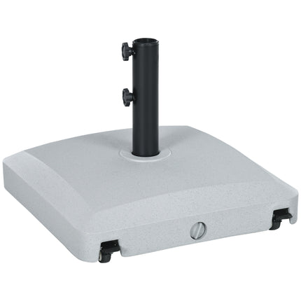 Garden Parasol Base Holder 24kg Water / 30kg Sand with Wheels & Brakes - Grey