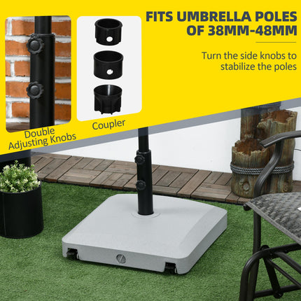 Garden Parasol Base Holder 24kg Water / 30kg Sand with Wheels & Brakes - Grey