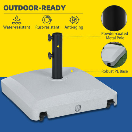 Garden Parasol Base Holder 24kg Water / 30kg Sand with Wheels & Brakes - Grey