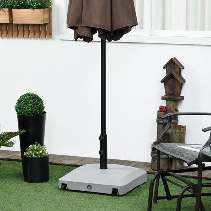 Garden Parasol Base Holder 24kg Water / 30kg Sand with Wheels & Brakes - Grey