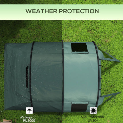 Two Room 4 Person Camping Tent with Windows and Carry Bag - Green