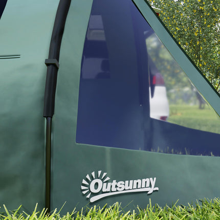Two Room 4 Person Camping Tent with Windows and Carry Bag - Green