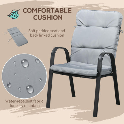 5-Piece Outdoor Garden Dining Set with Tempered Glass Table & 4 Cushioned Armchairs - Black