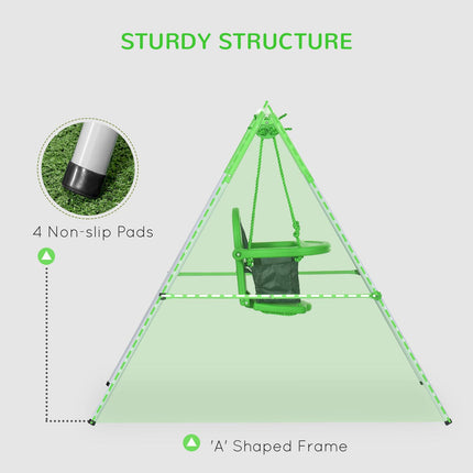 Steel Nursery Swing with Safety Seat Belt and Support Back - Green