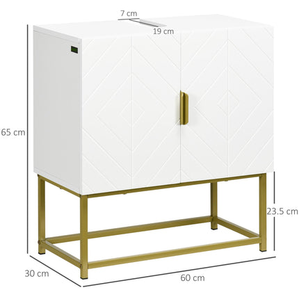 Modern Under Sink Storage Cabinet with Gold Legs and Embossed Doors - White