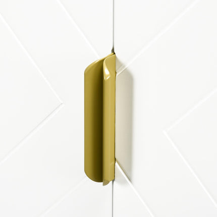 Modern Under Sink Storage Cabinet with Gold Legs and Embossed Doors - White