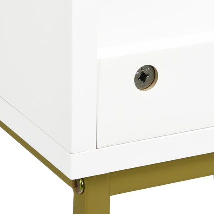 Modern Under Sink Storage Cabinet with Gold Legs and Embossed Doors - White