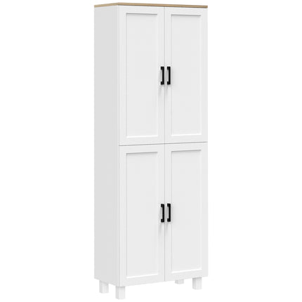 Freestanding 4-Door Kitchen Cupboard with Adjustable Shelves 170cm - White