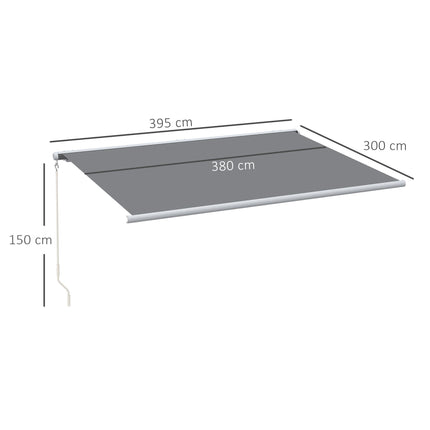 Retractable Electric Awning with LED Lights and Remote Control - Grey