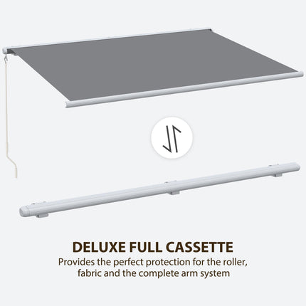 Retractable Electric Awning with LED Lights and Remote Control - Grey