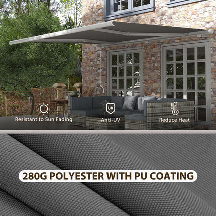 Retractable Electric Awning with LED Lights and Remote Control - Grey