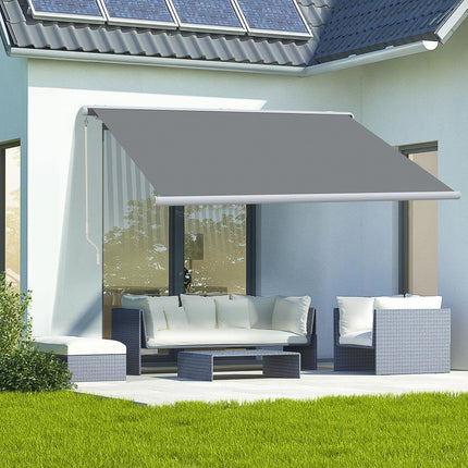 Retractable Electric Awning with LED Lights and Remote Control - Grey