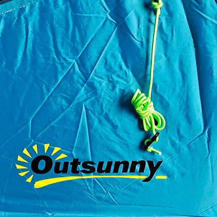 3-4 Man Tunnel Tent with Two Rooms and Water-Resistant Fabric - Blue