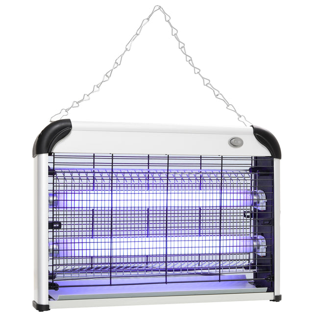 20W Free Standing Wall Hanging Electric Fly Mosquito Killer Bug Zapper - Silver
